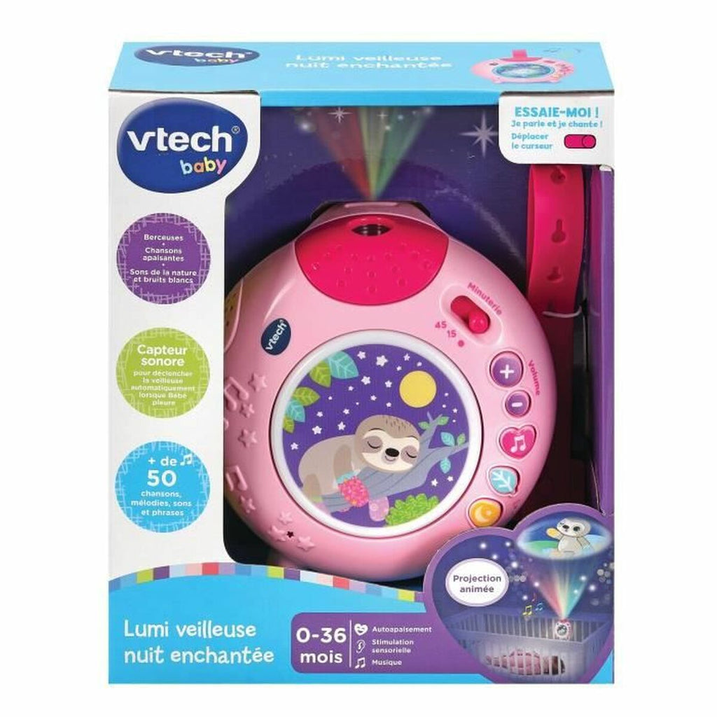 VTech Veilleuse Nuit Enchantée – Projecteur Bébé Lumineux et Musical rose-1