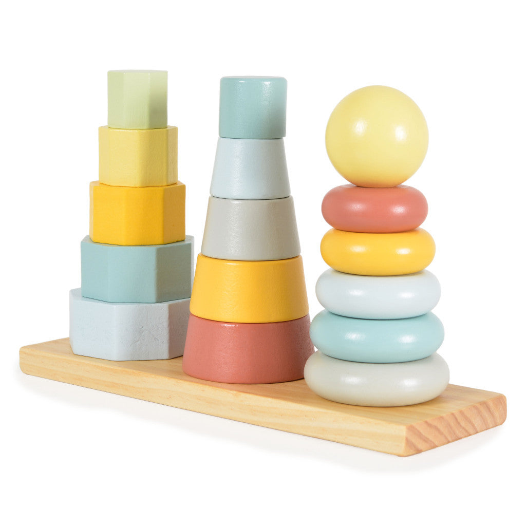 Tooky Toy – Pyramide Montessori en Bois 17 Pièces