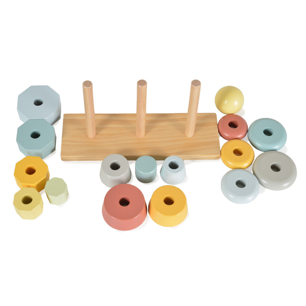 Tooky Toy – Pyramide Montessori en Bois 17 Pièces