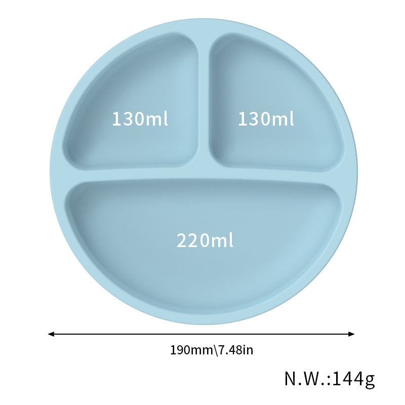 Set Repas Bébé en Silicone – Assiette Ventouse, Bavoir, Gobelet & Couverts (NNEDSZ)