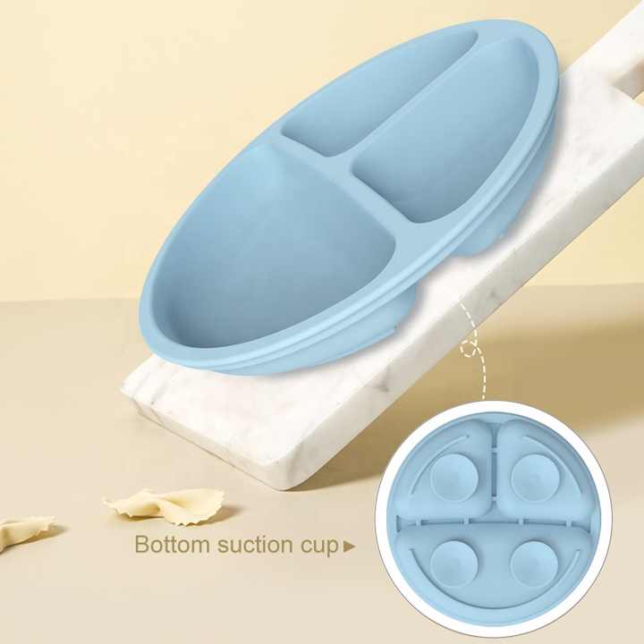 Set Repas Bébé en Silicone – Assiette Ventouse, Bavoir, Gobelet & Couverts (NNEDSZ)