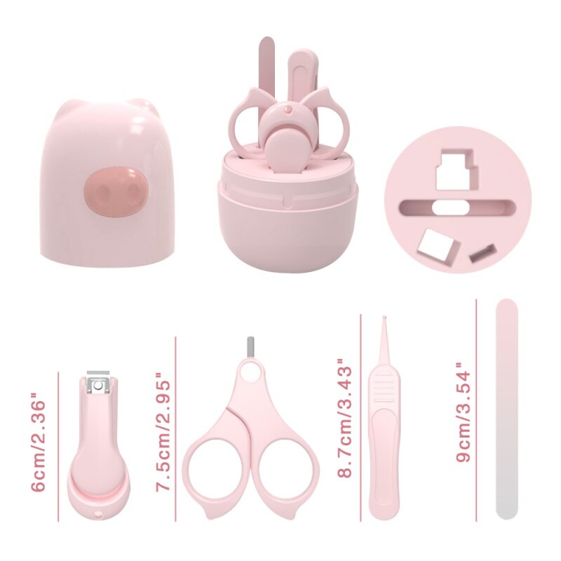 Kit de Soin Bébé 4 Pièces – Coupe-Ongles, Ciseaux & Boîte de Rangement