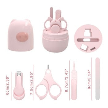 Kit de Soin Bébé 4 Pièces – Coupe-Ongles, Ciseaux & Boîte de Rangement